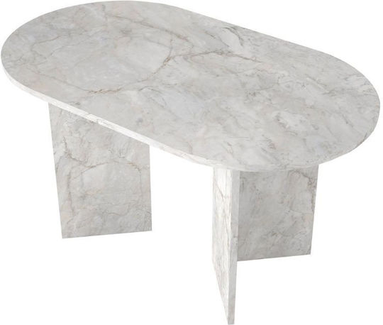Cortado Esszimmer-Tisch Holz Weiß Marmor-Optik 138x80x75cm