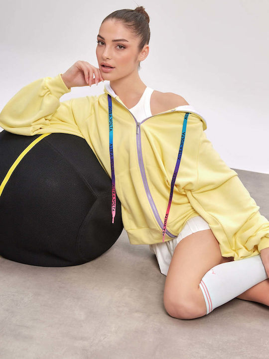 Women's Cardigan with Zipper Yellow