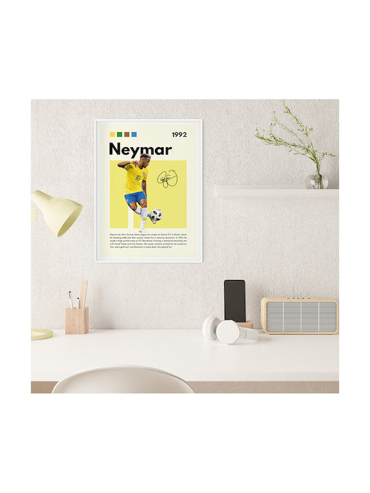 Poster Neymar Sc071 21cm X 30cm Cadru Alb Pvc