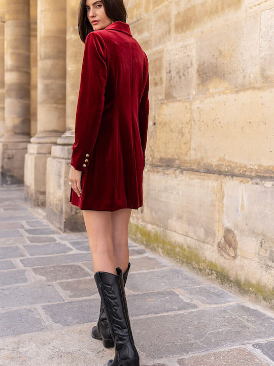 Damen Bordeaux Mantel mit Knöpfen