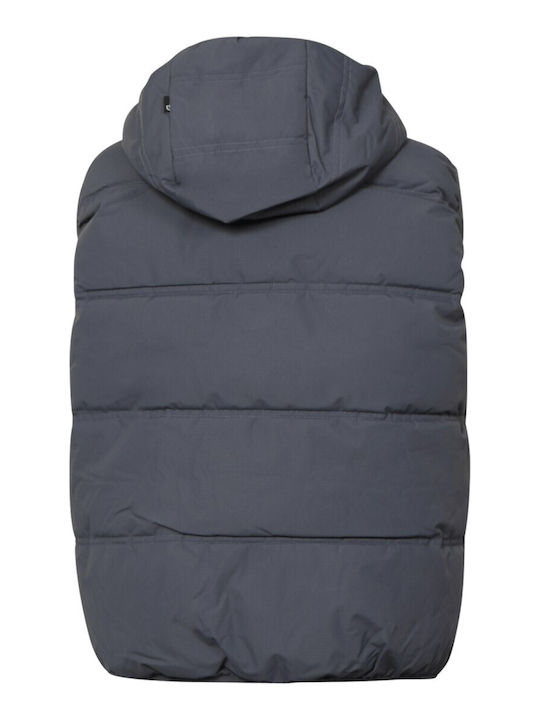 Късо Дамско Без Ръкави Puffer Якето За Зима Син