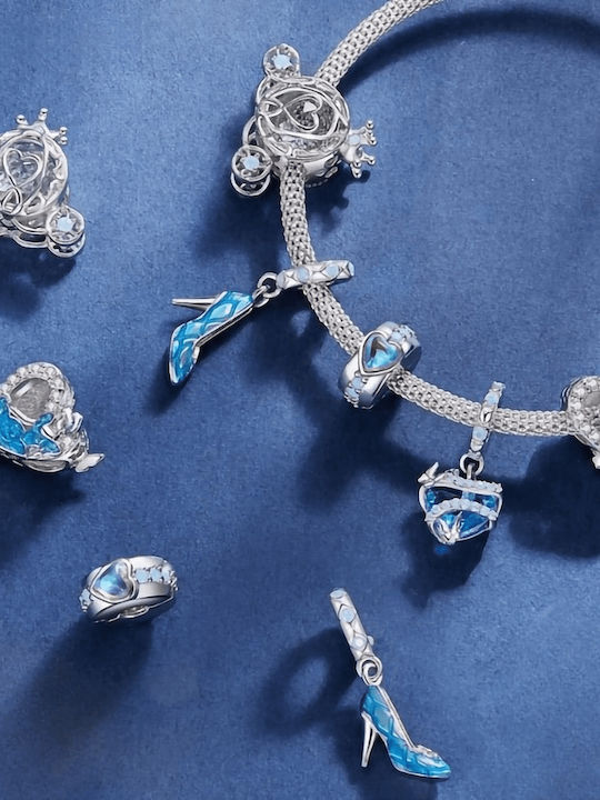 Pandora Disney Cinderella's Glass Slipper Dangle Charm with Stones from Silver with Light Blue Zircon
