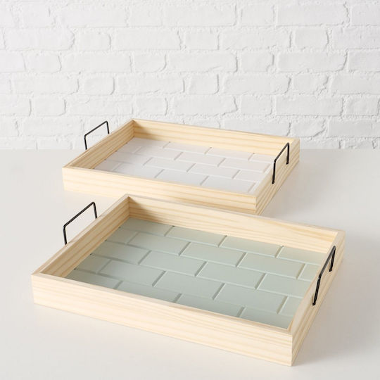 MSA Δίσκοι Serviertabletts 2/Set 2 Weiße Grüne 31x20x8cm 41x30x8cm