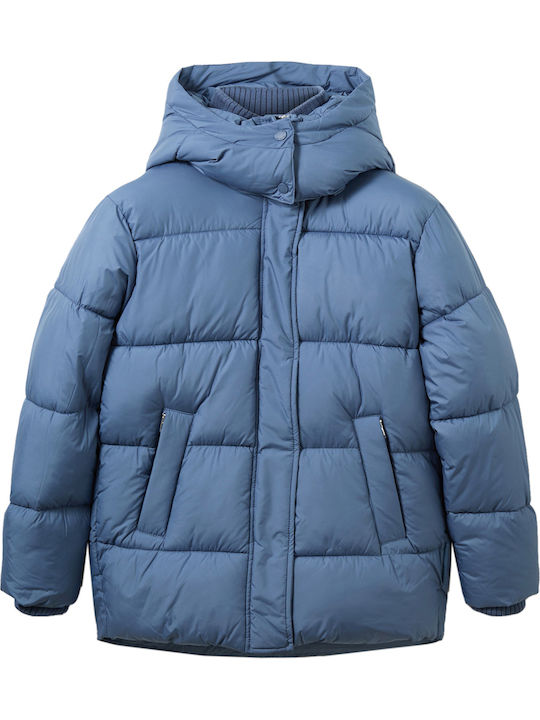 Κοντό Γυναικείο Puffer Μπουφάν για Χειμώνα Stormy Sea Blue