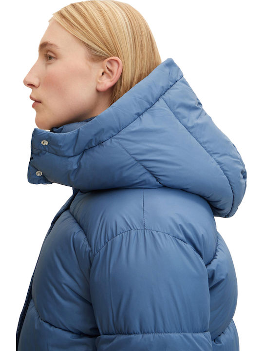 Κοντό Γυναικείο Puffer Μπουφάν για Χειμώνα Stormy Sea Blue