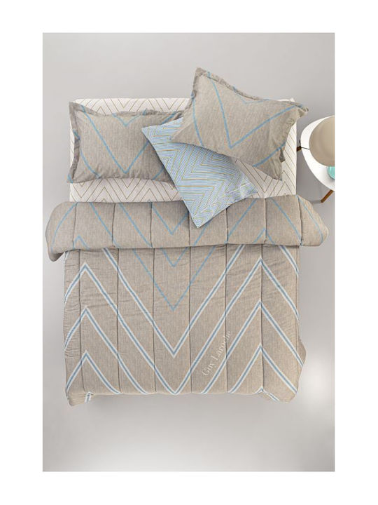 Guy Laroche Duvet Set Queen with Microfiber Filling 220x240cm Canyon Beige 3pcs 530 GSMGsm