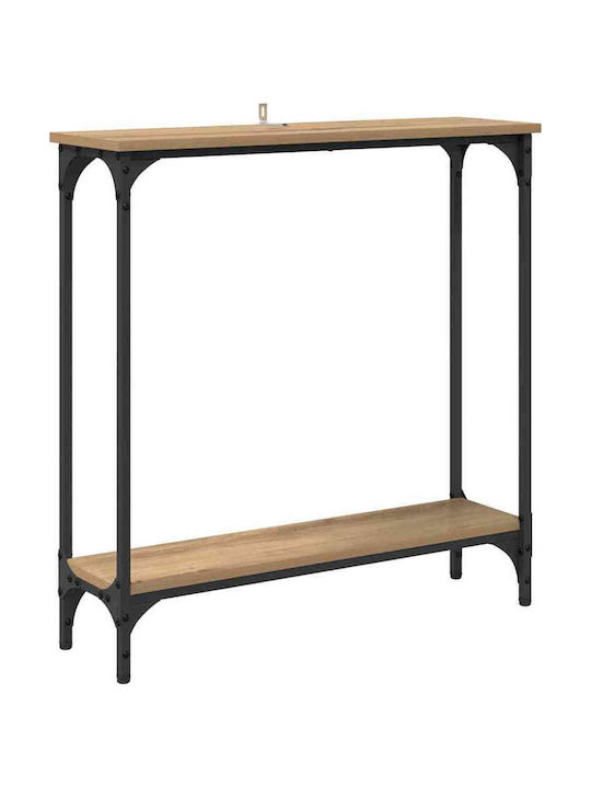 Metal Console Table Artisan Oak L75xW22.5xH75cm
