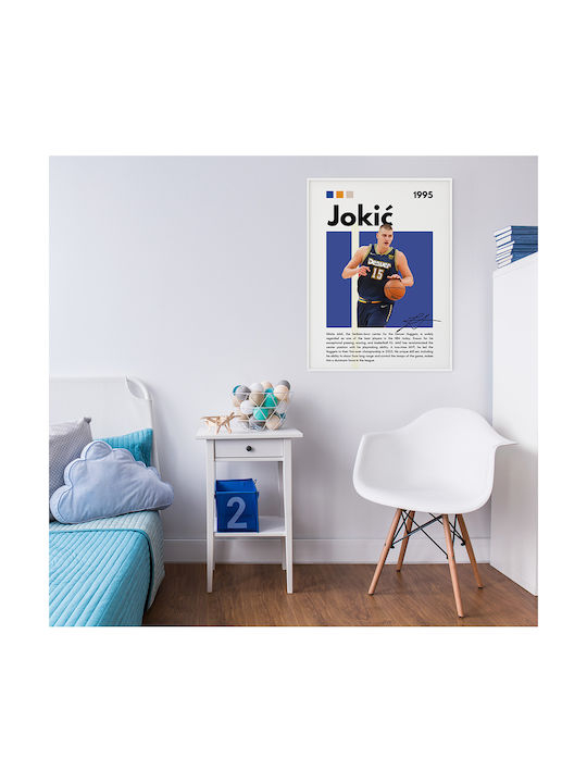 Poster NBA Greatness Series Nikola Jokic SNK279 21cm x 30cm Frame Dark Natural Wood Brown