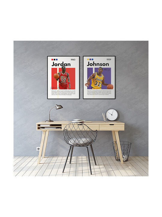 Poster NBA Greatness Series Magic Johnson Snk278 21cm X 30cm Frame Dark Natural Wood Brown