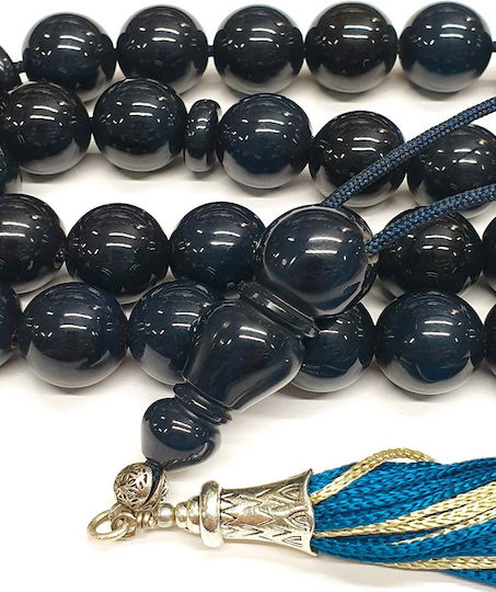 Roloi Komboloi Mastic Worry Beads with 33 Beads Blue 46cm