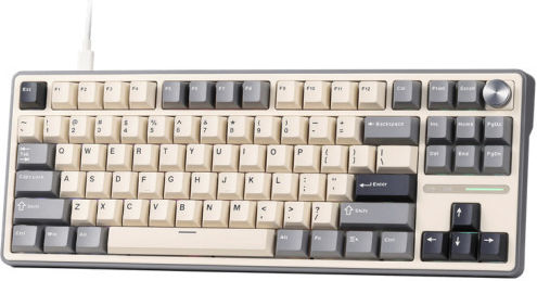 Royal Kludge S85 Wireless Gaming Mechanical Keyboard Tenkeyless with Custom Brown switches and RGB lighting (English US) Beige/Gray