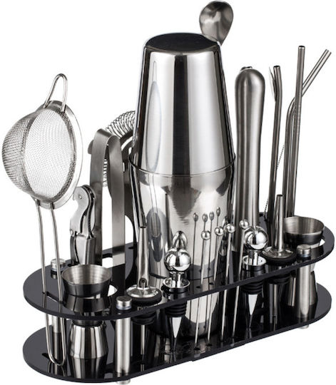 Arvada Shakerpro Mc-ykl23 Kit Complet Pentru Barmani Suport Acrilic 23 Bucăți 500 Ml Dimensiuni 19x12x30.5 Cm Set Pentru Barmani Preparare Băuturi Oțel Inoxidabil