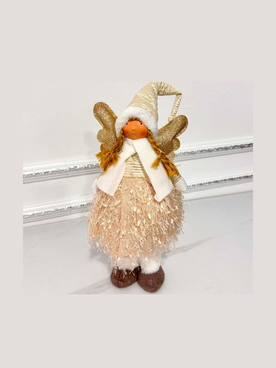 Păpușă Elf Decorativ Temă De Iarnă Costum De Înger 30 Cm Roz-Auriu