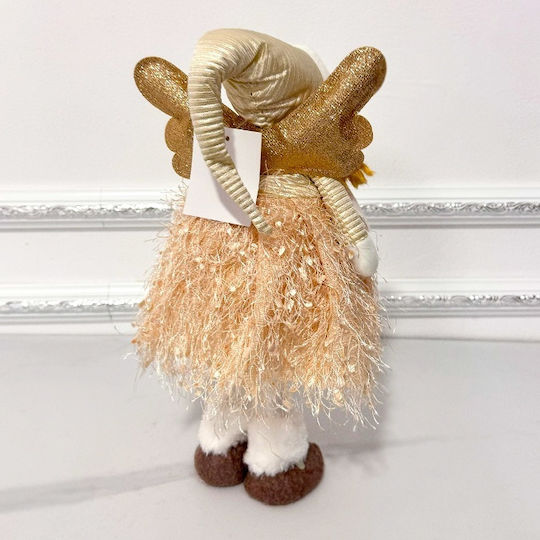 Păpușă Elf Decorativ Temă De Iarnă Costum De Înger 30 Cm Roz-Auriu