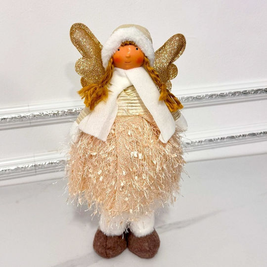 Păpușă Elf Decorativ Temă De Iarnă Costum De Înger 30 Cm Roz-Auriu