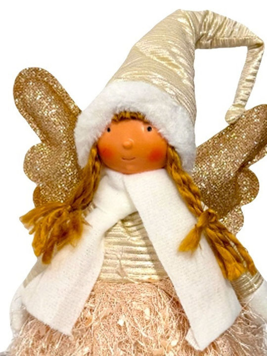 Păpușă Elf Decorativ Temă De Iarnă Costum De Înger 30 Cm Roz-Auriu