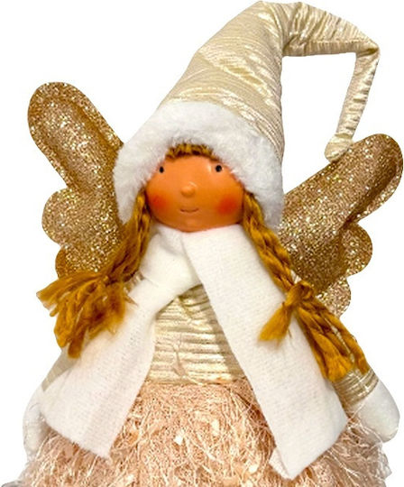 Păpușă Elf Decorativ Temă De Iarnă Costum De Înger 30 Cm Roz-Auriu