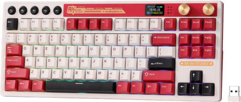 Royal Kludge RK M87 Ασύρματο Gaming Μηχανικό Πληκτρολόγιο 75% με Custom Cream διακόπτες και RGB φωτισμό (Αγγλικό US) Κόκκινο