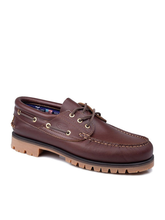 C14 Tractor Δερμάτινα Ανδρικά Boat Shoes σε Καφέ Χρώμα