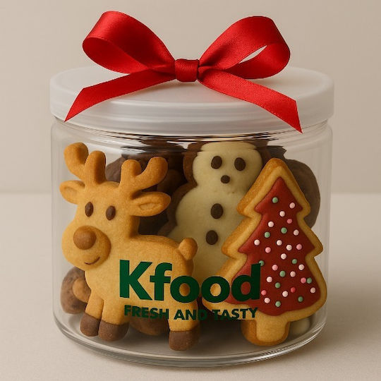 Kfood Χριστουγεννιάτικα Κουλουράκια Βαζάκι Είδη Party για Σερβίρισμα