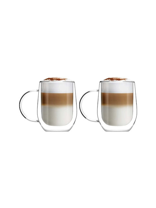 Vialli Design Mug Glass Transparent 350ml 2pcs