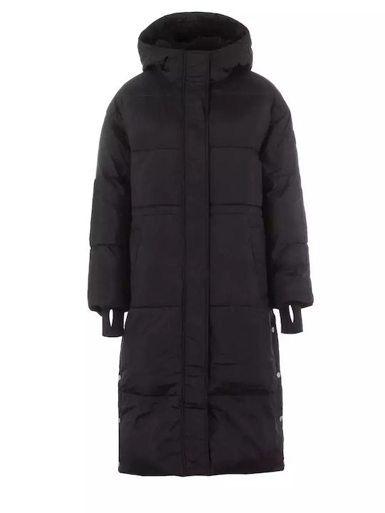 Keeley Women's Long Puffer Jacket Waterproof for Winter with Hood Black