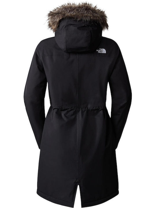Recycled Zaneck Women's for Hiking Long Parka Jacket Waterproof and Windproof for Winter with Hood Black