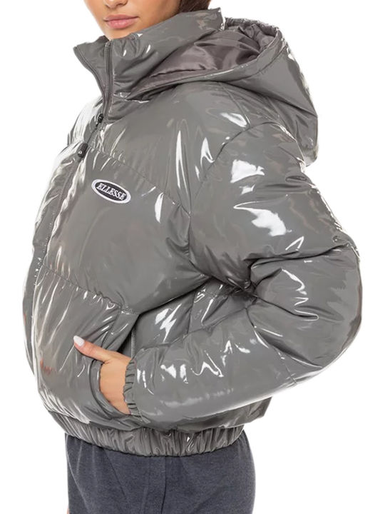 Petulia Women's Short Puffer Jacket for Winter with Hood Gray