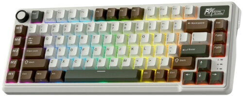 Royal Kludge RK-L75 Wireless Gaming Mechanical Keyboard 75% with Custom Beige switches and RGB lighting (English US) Gray