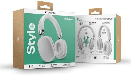 Style Ασύρματα Bluetooth Over Ear Ακουστικά Ασημί