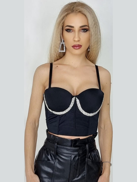 Damen Korsett Bluse Black