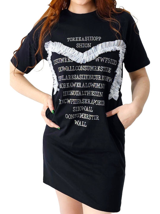 Sommer Mini Damenkleid Schwarz