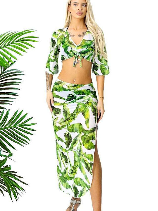 Set with Maxi Skirt Amazon Green