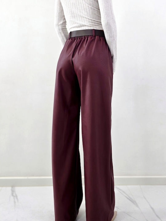 Women's Burgundy Set with Trousers Relaxed Fit