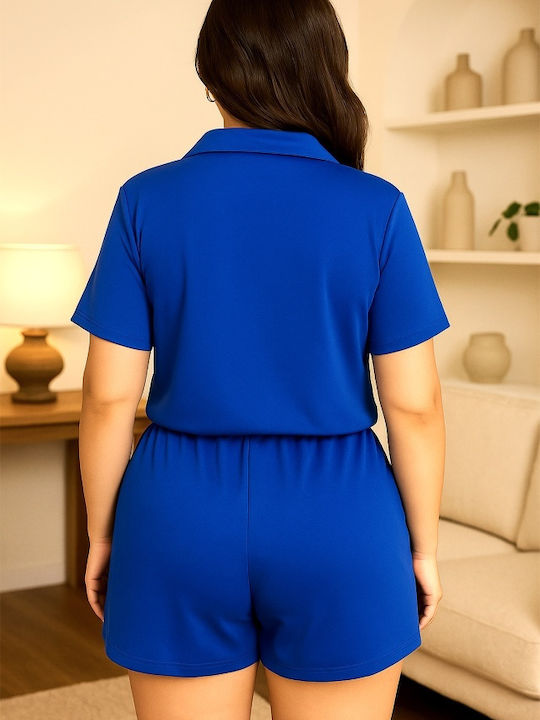 Γυναικείο Σετ με Τζιν Σορτς Royal Blue