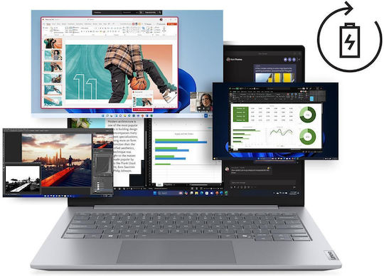 Lenovo ThinkBook 14 G8 IAL 14" IPS FHD+ (Ultra 5-225U/16GB/512GB SSD/Без операционна система) Арктическо сиво (UK Клавиатура)