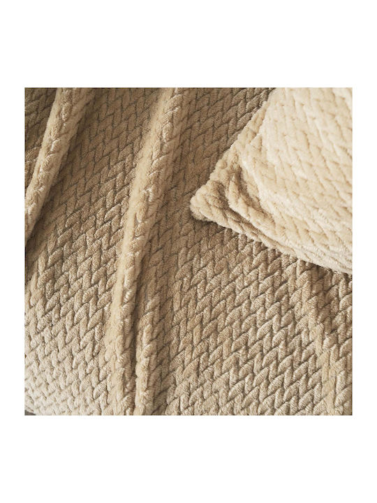 Gofis Home Ριχτάρι Πολυθρόνας Fleece 180x180εκ. Cinnabar Sesame Beige 115/06