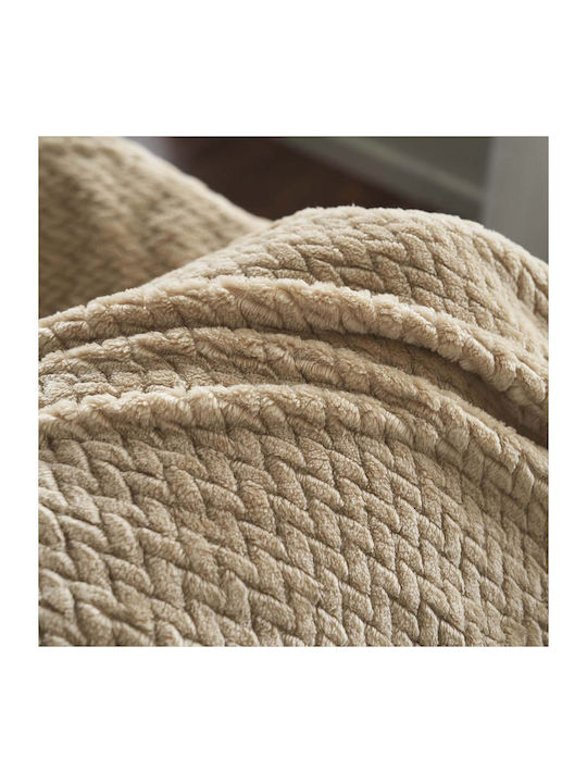 Gofis Home Ριχτάρι Πολυθρόνας Fleece 180x180εκ. Cinnabar Sesame Beige 115/06