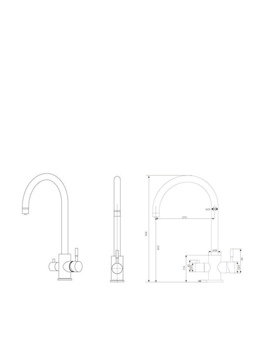 QWaterFilters Смесител за кухня Настолен Inox Сребриста