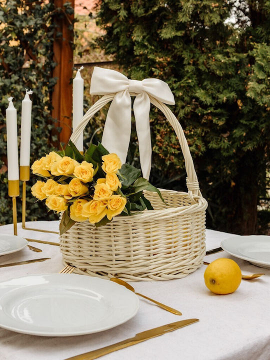 Creative Decorative Basket Wicker with Handles White 30x30x32cm