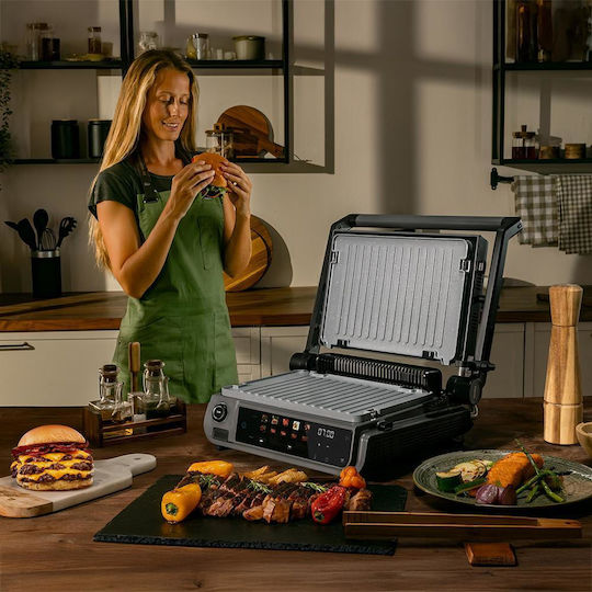 Cecotec Rock'nGrill 2000 Smash PerfectCook Επιτραπέζια Ηλεκτρική Ψησταριά Αυλακωτής Πλάκας 2000W Ανοξείδωτη 30x21εκ.