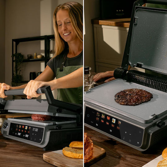 Cecotec Rock'nGrill 2000 Smash PerfectCook Επιτραπέζια Ηλεκτρική Ψησταριά Αυλακωτής Πλάκας 2000W Ανοξείδωτη 30x21εκ.