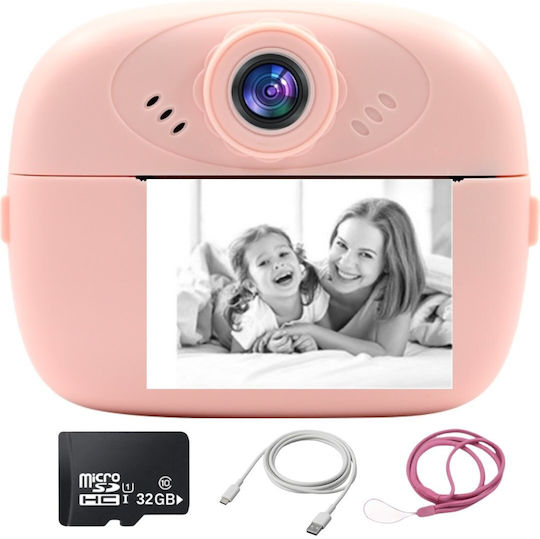 Smartic Cameră Pentru Copii Hd 1080p Rezoluție Baterie 1000mah Ecran 2.4 Inch Card Memorie 32 Gb Funcție Imprimare Instantanee Jocuri Incorporate Mp3 Mod Selfie Usb Type-c Roz