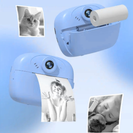 Cameră Pentru Copii Smartic Hd 1080p Rezoluție Baterie 1000mah Ecran 2.4 Inch Card Memorie 32 Gb Funcție Imprimare Instantanee Jocuri Incorporate Mp3 Mod Selfie Usb Type-c Albastră