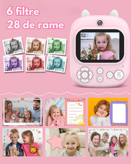 Cameră Pentru Copii Smartic Hd 1080p Rezoluție Baterie 800mah Ecran 2.4 Inch Card Memorie 32 Gb Funcție Imprimare Instantă Un Joc Integrat 3 Role Imprimare Mp3 Mod Selfie Usb Tip