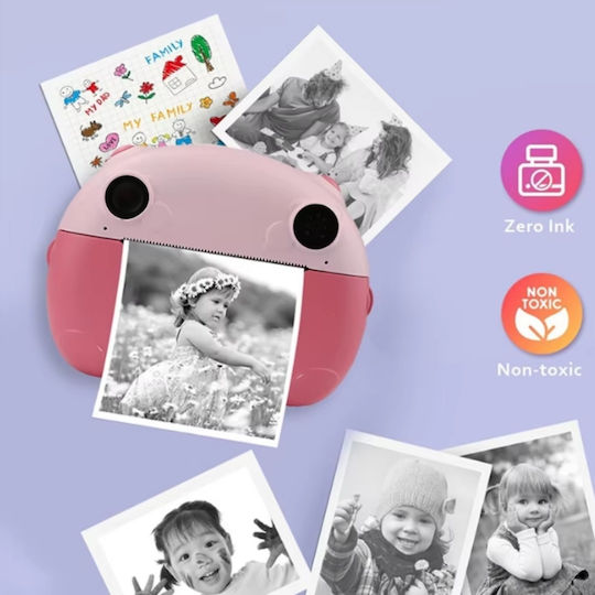 Cameră Pentru Copii Smartic Hd 1080p Rezoluție Baterie 1000mah Ecran 2.0 Inch Card Memorie 32 Gb Funcție Imprimare Instantanee Jocuri Incorporate Mp3 Mod Selfie Usb Type-c Roz