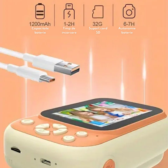 Cameră Pentru Copii Smartic Hd 1080p Rezoluție Baterie 1200mah Ecran 3.5 Inch Card Memorie 32 Gb Funcție Imprimare Instantanee Un Joc Integrat 3 Role de Imprimare Mp3 Mod Selfie 18 Megapixeli