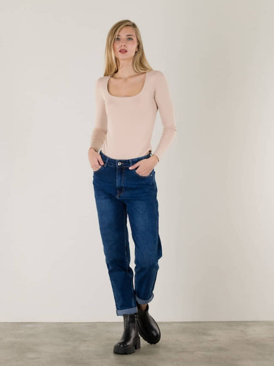 Damen-Bodysuit Quadratischer Dekolleté Beige 16448