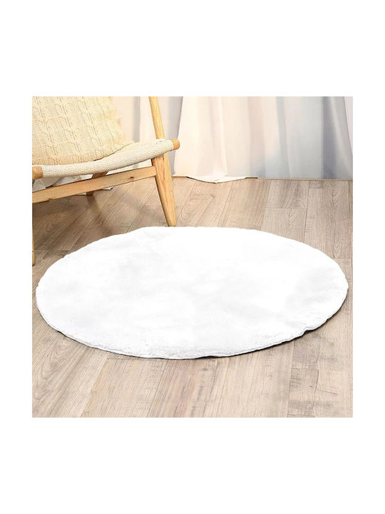 Strado Carpets Αντιολισθητικό Χαλί Στρογγυλό Shaggy White Φ200cm