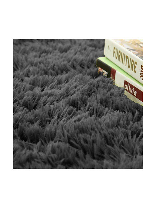 Strado Carpets Αντιολισθητικό Χαλί Στρογγυλό Shaggy Dark Grey Φ80cm
